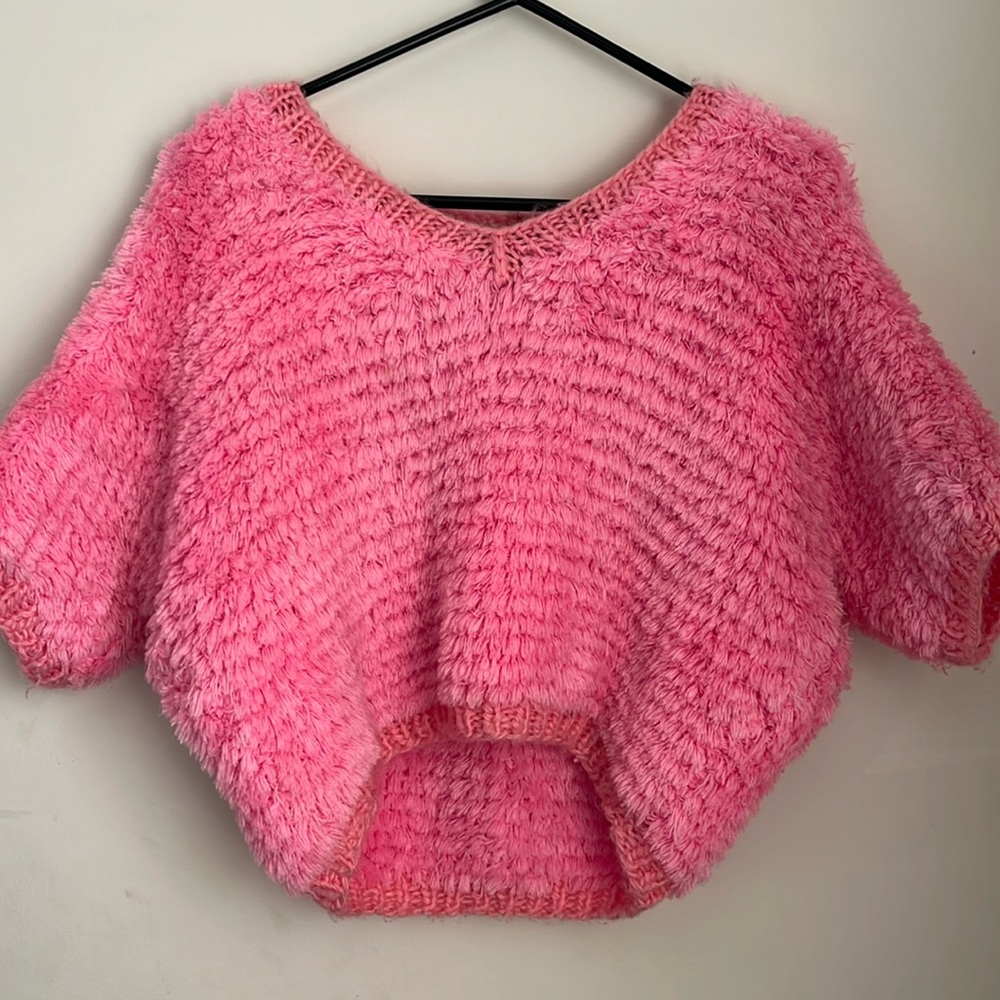 Womens Pink Crop Top Sweater
